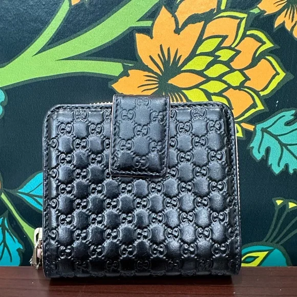 Gucci Guccissima Compact Zip Wallet – Black & Pink - Picture 4 of 9